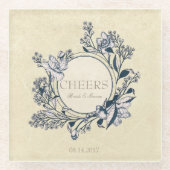 Rustige  bloem-bruidskouters glazen onderzetter (Voorkant)