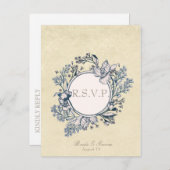Rustige Bloembloem RSVP Uitnodiging Briefkaart (Voorkant / Achterkant)
