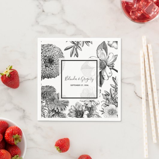 Rustige  bloemen bruiloft servet (Insitu)