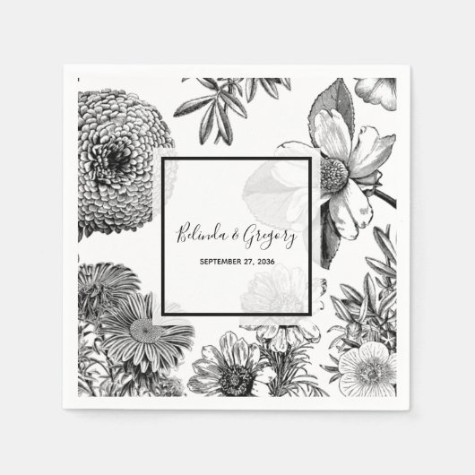 Rustige bloemen bruiloft servet (Voorkant)