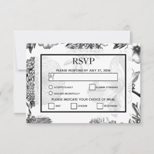 Rustige bloemen die RSVP-Kaarten binden RSVP Kaartje