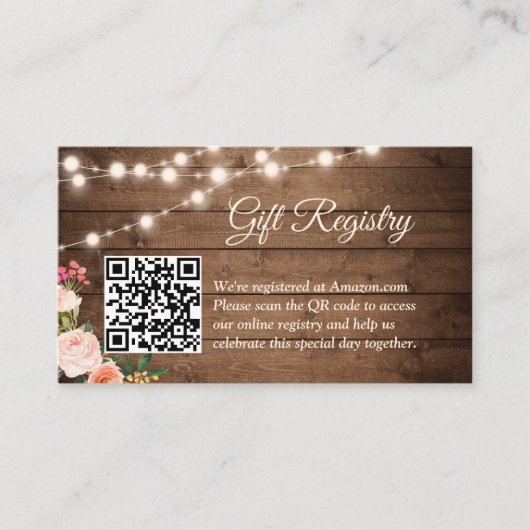 Rustige bloemen QR-code Cadeauregister Informatiekaartje (Voorkant)