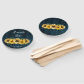 Rustige Blue Sunflower Wedding Favor Hand Fan Handwaaier (Niet-gemonteerd)