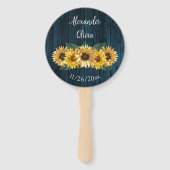 Rustige Blue Sunflower Wedding Favor Hand Fan Handwaaier (Voorkant)