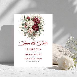 Rustige Blush Bourgondië Groenery Bewaar De Datum Save The Date