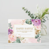 Rustige Blush Paarse Tropische Floral Diaper Raffl Informatiekaartje (Staand voorkant)