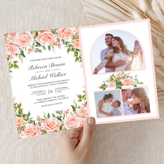 Rustige Blush Roze Bloemige QR Code Trouw