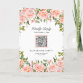 Rustige Blush Roze Bloemige QR Code Trouw (Achterkant)