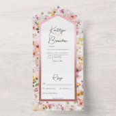 Rustige Blush Roze Wildbloemen Geen diner All In One Uitnodiging (Binnen)