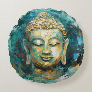 Rustige Boeddha Aura Spirituele kunst Rond Kussen