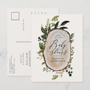 Rustige boerderij botanisch script baby shower aankondigingskaart