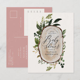 Rustige boerderij botanisch script baby shower aankondigingskaart