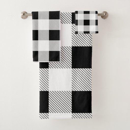 rustige boerderij chic black and white plaid bad handdoek (Insitu)