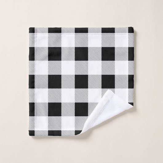 rustige boerderij chic black and white plaid bad handdoek (Wasdoekje)