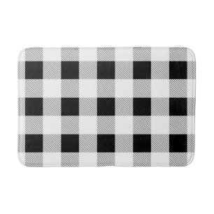 rustige boerderij chic black and white plaid badmat