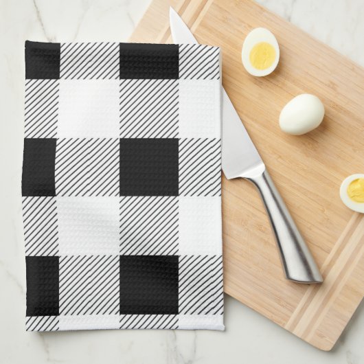 rustige boerderij chic black and white plaid theedoek (Quarter Fold)