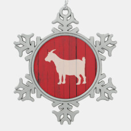 Rustige Boerderij Geitte Red Barn Wood Panel Tin Sneeuwvlok Ornament