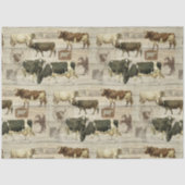 Rustige Boerderij Koe Wooden Farmhouse Pattern Dec Tissuepapier (Voorkant)