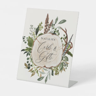 Rustige boerderijbont botanisch vrijgezellenfeest reclamebord met voetstuk