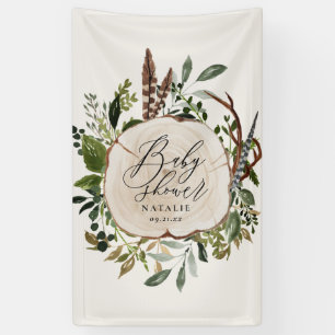 Rustige boerderijschors botanisch baby shower spandoek
