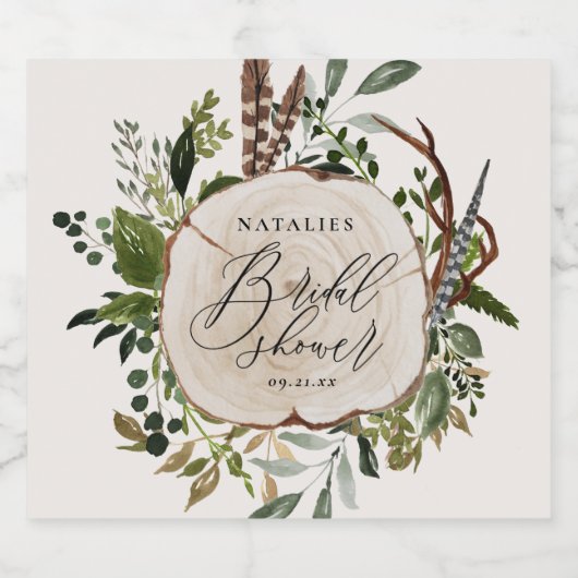 Rustige boerderijschors botanisch vrijgezellenfees likeurfles etiket (Enkel label)