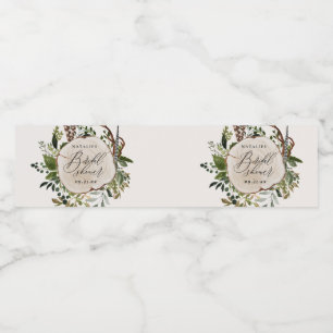 Rustige boerderijschors botanisch vrijgezellenfees waterfles etiket