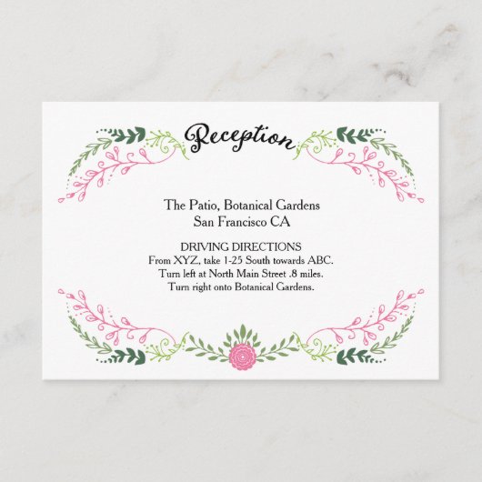 Rustige Bohemen Spring Foliage Wreath Wedding Informatiekaartje (Voorkant)