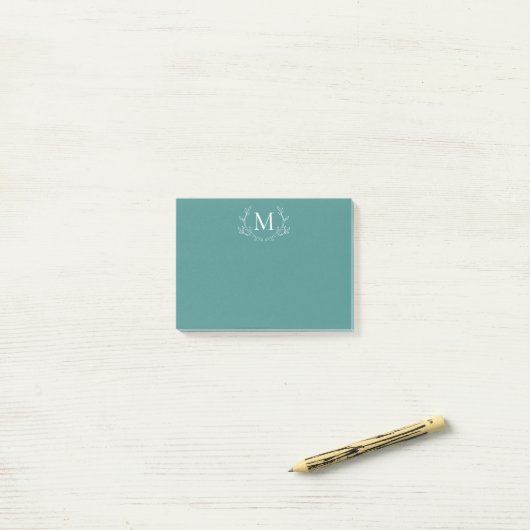 Rustige Bohemian Antlers Foliage | Monogram Post-it® Notes (Op bureau)