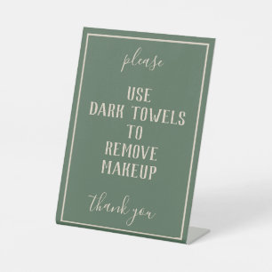 Rustige Bohemian Green Makeup Towel Counter Sign Reclamebord Met Voetstuk