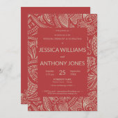 Rustige Bohemian Red Wedding Kaart (Voorkant / Achterkant)