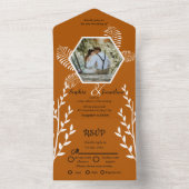 rustige boho verbrand oranje bruiloft all in one uitnodiging (Binnen)