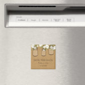 Rustige bolap iory rozen mason jar save the Date Magneet (Insitu (Vaatwasser))