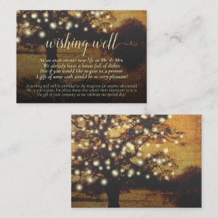 Rustige boom en lights Wedding Wishing Well Informatiekaartje