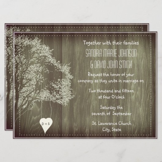 Rustige boom met uitnodiging voor het uitzenden va (Voorkant / Achterkant)