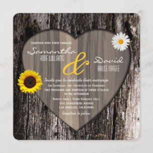 Rustige boom Zonnebloem en Daisy Wedding Kaart