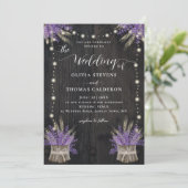 Rustige boomschors lavender Wheat Lights bruiloft Kaart (Staand voorkant)