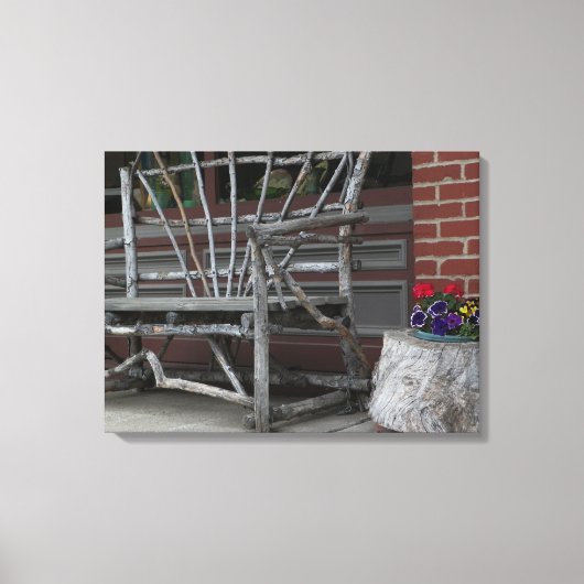 Rustige boomvertakkbank en bloemen canvas afdruk (Voorkant)