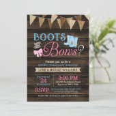 Rustige Boots of bows Gender onthulling Baby showe Kaart (Staand voorkant)
