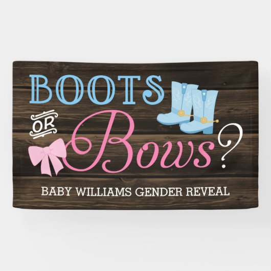 Rustige Boots of bows Gender onthulling Baby showe Spandoek (Horizontaal)