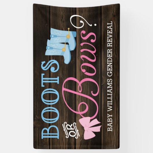 Rustige Boots of bows Gender onthulling Baby showe Spandoek (Verticaal)