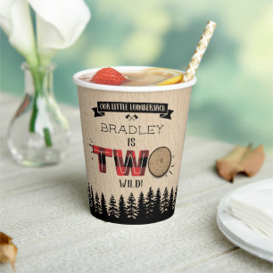 Rustige bosbok Pset Lumberjack Boys 2e verjaardag Papieren Bekers