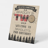 Rustige bosbok Pset Lumberjack Boys 2e verjaardag Reclamebord Met Voetstuk (Voorkant)