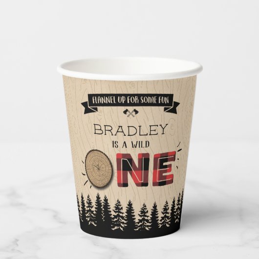 Rustige bosbots met gedepelde hefbokken 1e verjaar papieren bekers (Achterkant)