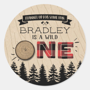 Rustige bosbots met gedepelde hefbokken 1e verjaar ronde sticker