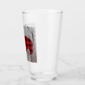 Rustige bosgrond beer met rode buffelplaat glas (Links)