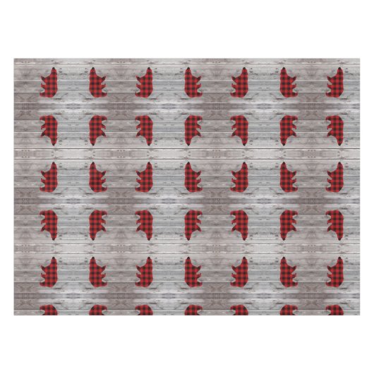 Rustige bosgrond beer met rode buffelplaat tafelkleed (Voorkant (Horizontaal))