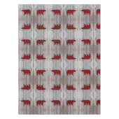 Rustige bosgrond beer met rode buffelplaat tafelkleed (Voorkant)