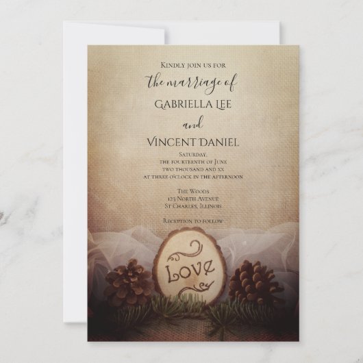 Rustige Bossen bruiloft Kaart (Voorkant)