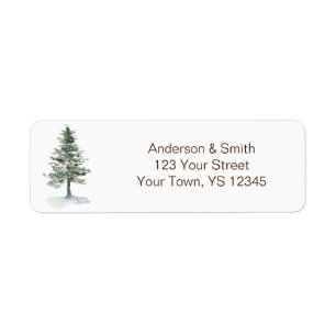 Rustige Bossen Evergreen Pine met licht Etiket