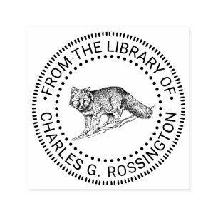 Rustige Bossige Vos Bibliotheek Boek Naam Zelfinktende Stempel